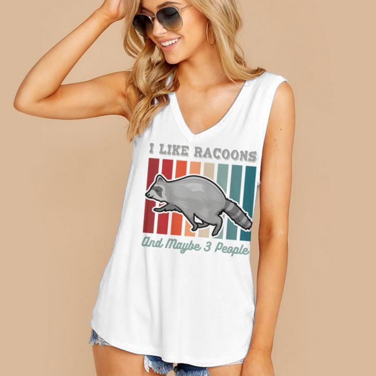 Introvert Raccoon Animal Lover Trash Panda Antisocial Retro Women's V-Neck Tank Top