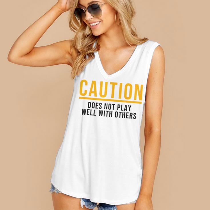 Introverted Does Not Play Well Competitive Athletic Women's V-Neck Tank Top Introverted Does Not Play Well Competitive Athletic Women's V-Neck Tank Top