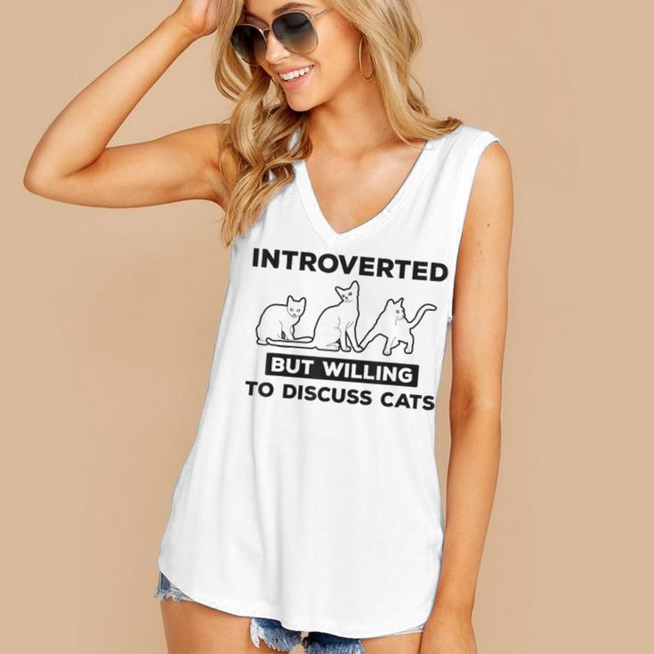 Introverted But Willing To Discuss Cats Introvert Shy Women's V-Neck Tank Top Introverted But Willing To Discuss Cats Introvert Shy Women's V-Neck Tank Top