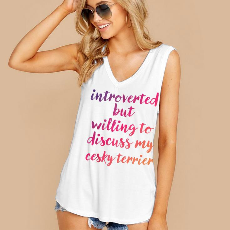 Introverted Willing To Discuss Cesky Terrier Introvert Women's V-Neck Tank Top Introverted Willing To Discuss Cesky Terrier Introvert Women's V-Neck Tank Top