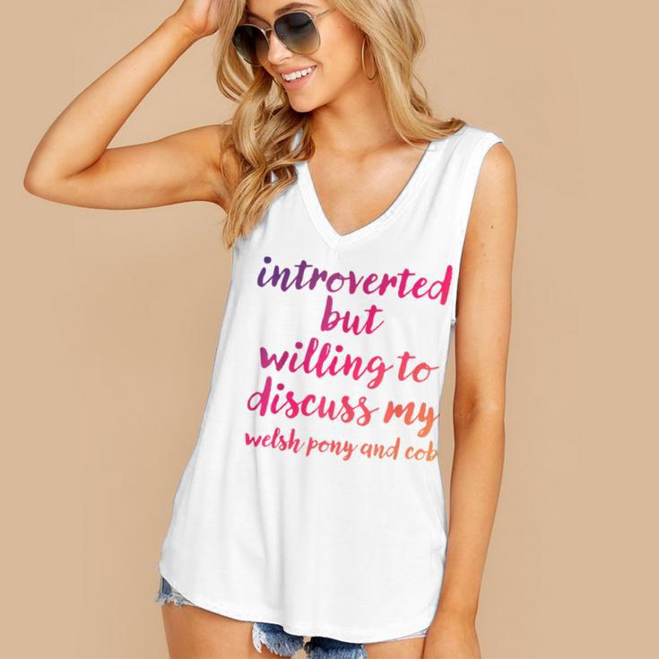 Introverted Willing To Discuss Welsh Pony And Cob Introvert Women's V-Neck Tank Top Introverted Willing To Discuss Welsh Pony And Cob Introvert Women's V-Neck Tank Top