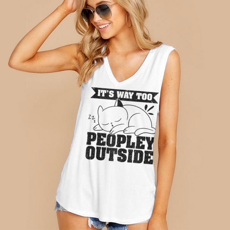 It's Way Too Peopley Outside Anti Social Introvert Women's V-Neck Tank Top It's Way Too Peopley Outside Anti Social Introvert Women's V-Neck Tank Top