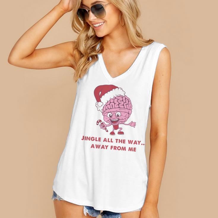 Jingle All The Way Away From Me This Christmas For Introvert Women's V-Neck Tank Top