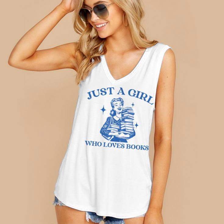 Just a Girl Who Loves Books Book Lover Bookish Women's V-Neck Tank Top
