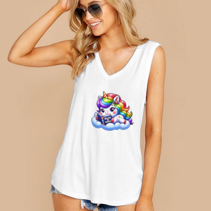 Just One More Chapter Bookish Book Unicorn Reading Book Women's V-Neck Tank Top Just One More Chapter Bookish Book Unicorn Reading Book Women's V-Neck Tank Top