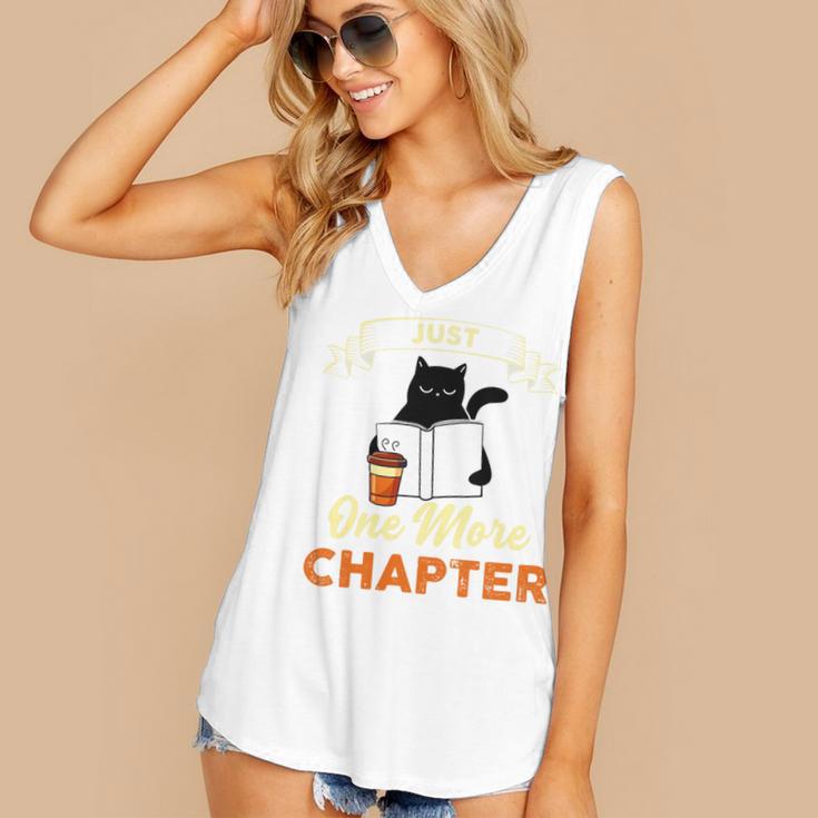 Just One More Chapter Fun Cat Coffee Reading Book Premium Tri-Blend Women's V-Neck Tank Top