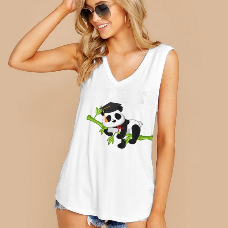 I Did It Kawaii Panda With Graduation Cap Diploma Women's V-Neck Tank Top