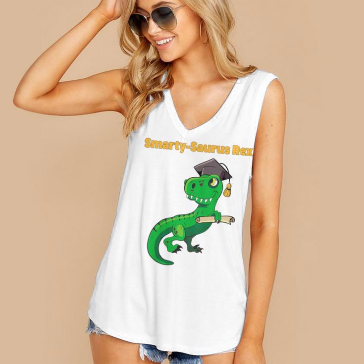 Kids Cute Graduation Dinosaur Smarty Saurus Kinder VPK Pre-k Grad Women's V-Neck Tank Top