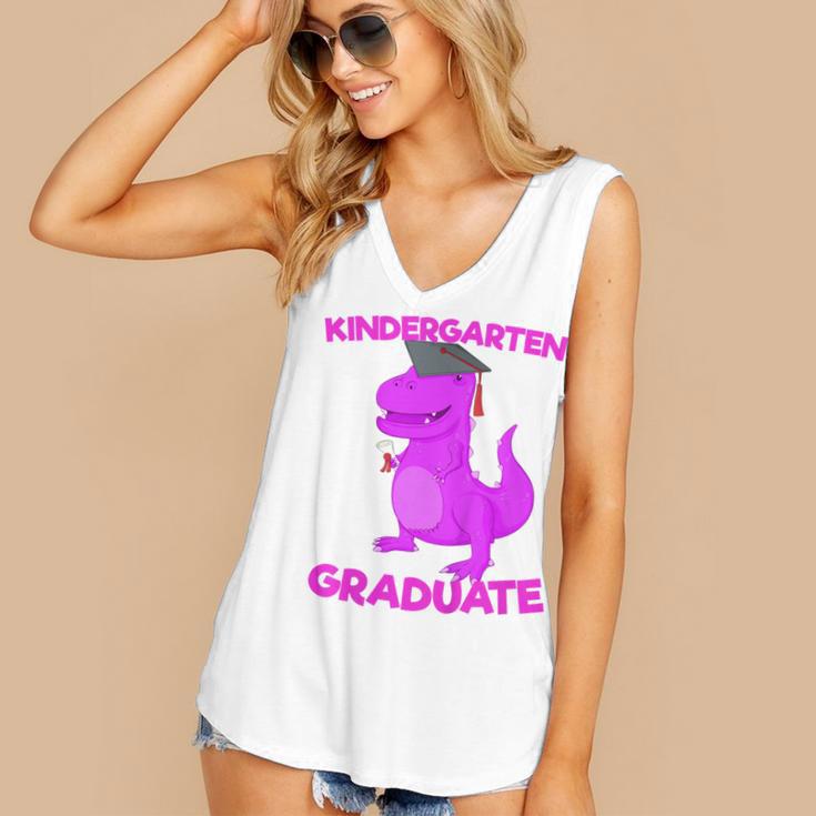 Kids Kindergarten Graduation Idea For Girls Dinosaur Women's V-Neck Tank Top