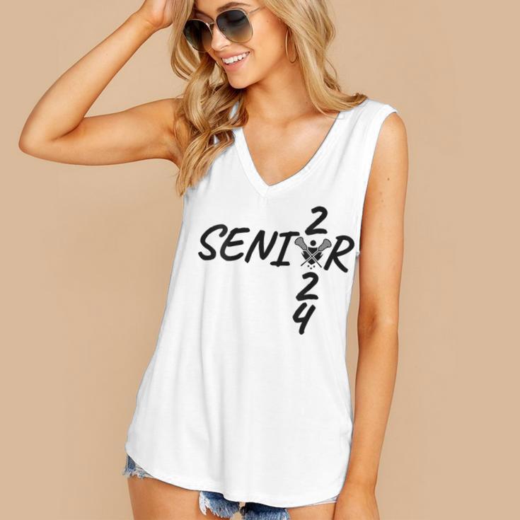 Lacrosse Senior 2024 Sticks And Ball Graduation Women's V-Neck Tank Top