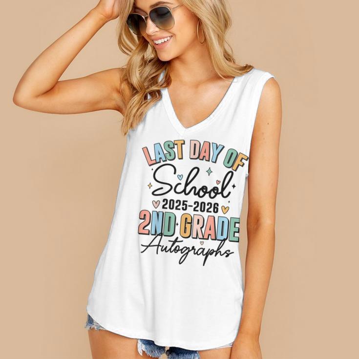 Last Day Of School Autograph 2nd Grade Graduation Boys Girls Women's V-Neck Tank Top