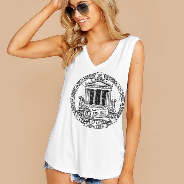 Library Of Alexandria Ancient Book Lover Librarian Books Women's V-Neck Tank Top Library Of Alexandria Ancient Book Lover Librarian Books Women's V-Neck Tank Top