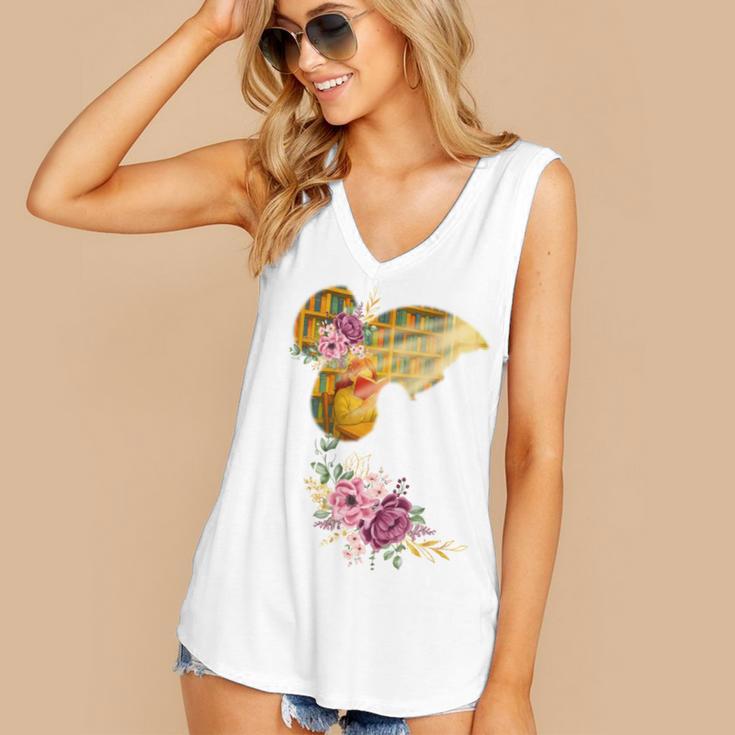 And Into The Library She Goes Book Lover Reading Bookworm Women's V-Neck Tank Top