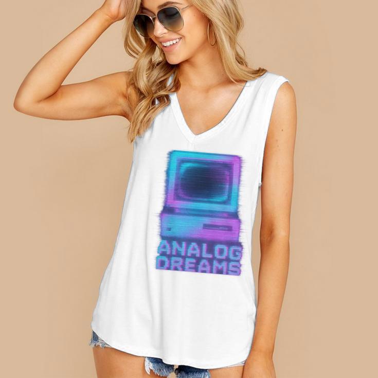 Lofi Reverie Analog Dreams Pixel 90s Desktop VHS Nostalgia Women's V-Neck Tank Top