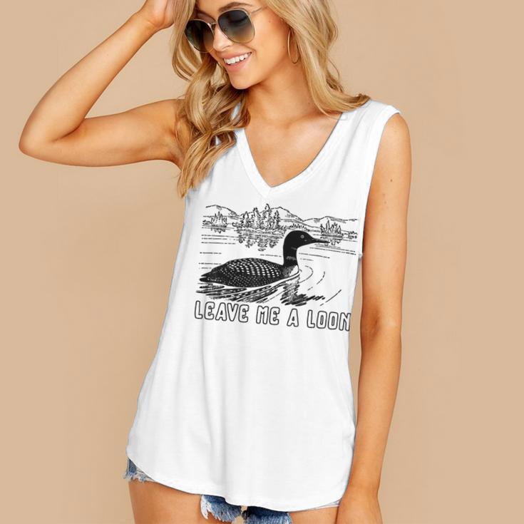 Loon Bird Pun Leave Me A Loon Nature For Introverts Women's V-Neck Tank Top