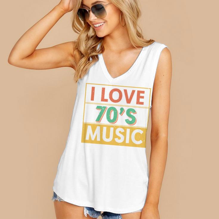 I Love 70's Music Retro Style Nostalgia Vibe 1970 70's Party Premium Tri-Blend Women's V-Neck Tank Top