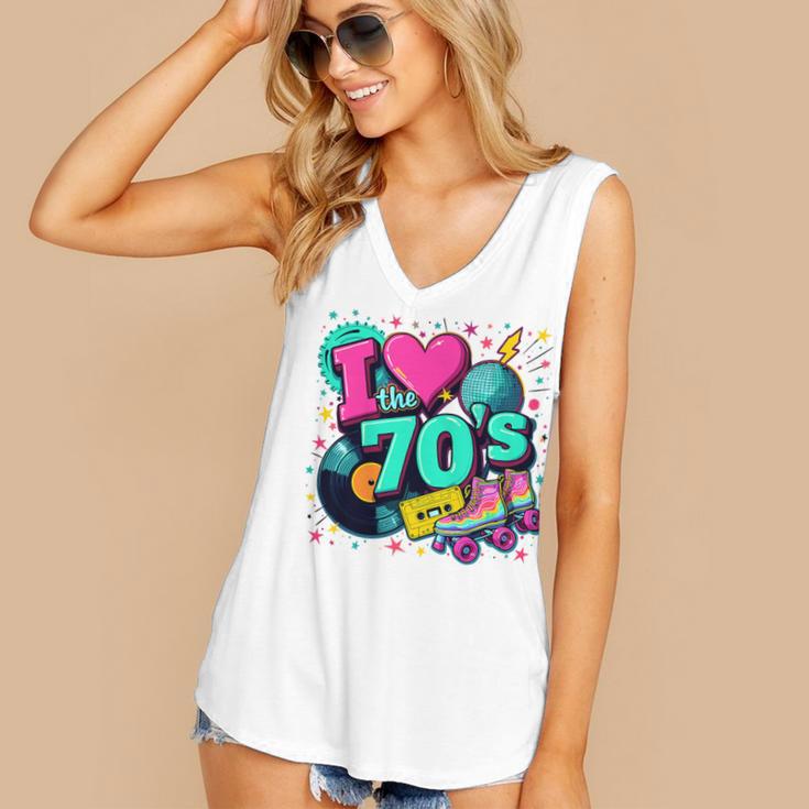 I Love The 70s Retro Cassette Roller Vinyl Disco Nostalgia Premium Tri-Blend Women's V-Neck Tank Top I Love The 70s Retro Cassette Roller Vinyl Disco Nostalgia Premium Tri-Blend Women's V-Neck Tank Top