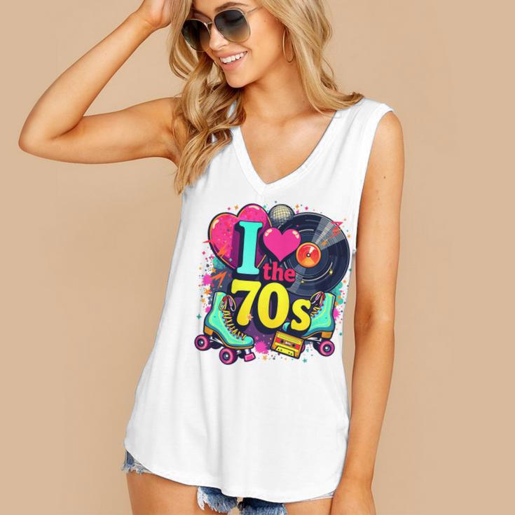I Love The 70s Vintage Cassette Roller Vinyl Nostalgia 70s Premium Tri-Blend Women's V-Neck Tank Top I Love The 70s Vintage Cassette Roller Vinyl Nostalgia 70s Premium Tri-Blend Women's V-Neck Tank Top