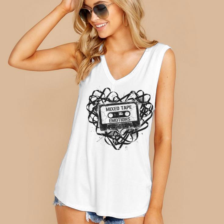Mixed Tape Emotions Music Lover Nostalgia Quote Premium Tri-Blend Women's V-Neck Tank Top