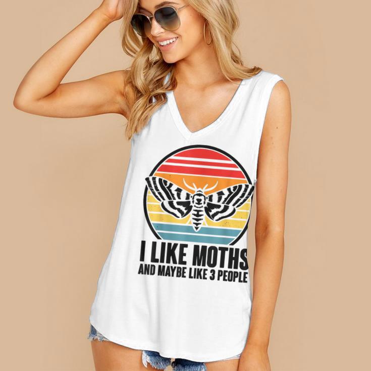 I Like Moths And Maybe 3 People Insect Moth Lovers Introvert Women's V-Neck Tank Top I Like Moths And Maybe 3 People Insect Moth Lovers Introvert Women's V-Neck Tank Top