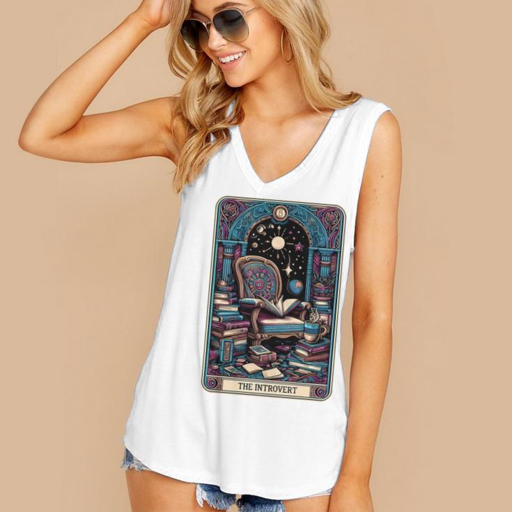 Mystical Library Book Reader The Introvert Tarot Card Women's V-Neck Tank Top Mystical Library Book Reader The Introvert Tarot Card Women's V-Neck Tank Top