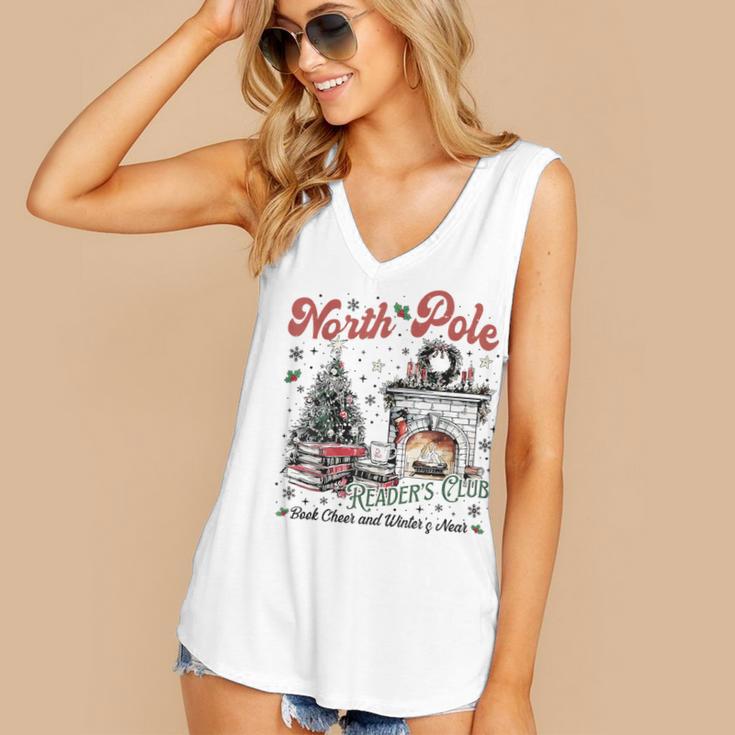North Pole Book Club Book Lover Bookish Bookworm Christmas Women's V-Neck Tank Top North Pole Book Club Book Lover Bookish Bookworm Christmas Women's V-Neck Tank Top