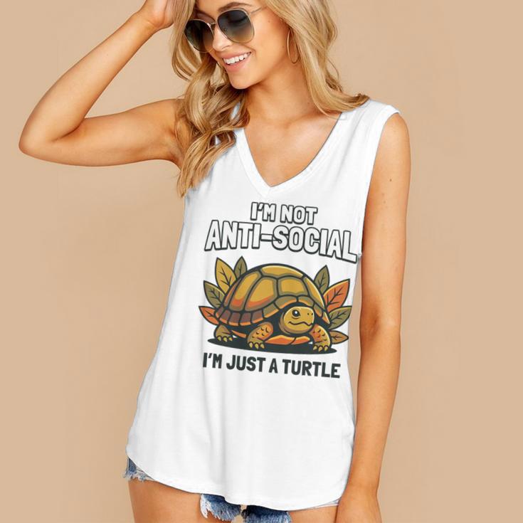 Not Anti Social Im Just A Turtle Sarcastic Introvert Humor Premium Tri-Blend Women's V-Neck Tank Top