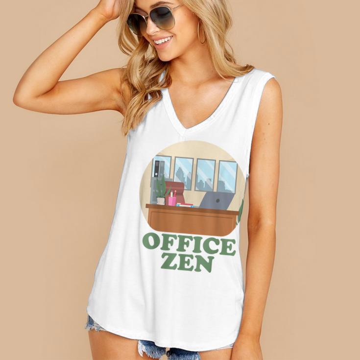 Office Zen Introvert Office Staff Secretary Employee Admin Women's V-Neck Tank Top Office Zen Introvert Office Staff Secretary Employee Admin Women's V-Neck Tank Top