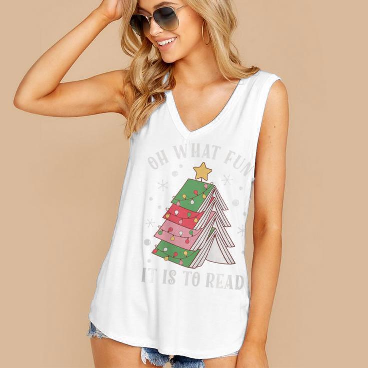 Oh What Fun It Is To Read Book Christmas Tree Premium Tri-Blend Women's V-Neck Tank Top Oh What Fun It Is To Read Book Christmas Tree Premium Tri-Blend Women's V-Neck Tank Top