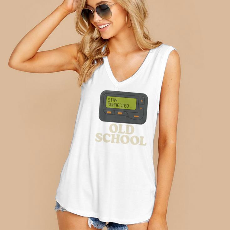 Old School 90s Pager Retro Nostalgia Vintage Tech Gen Women's V-Neck Tank Top