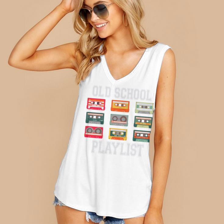 Old School Playlist Nostalgia Vibes Cassette Women's V-Neck Tank Top Old School Playlist Nostalgia Vibes Cassette Women's V-Neck Tank Top