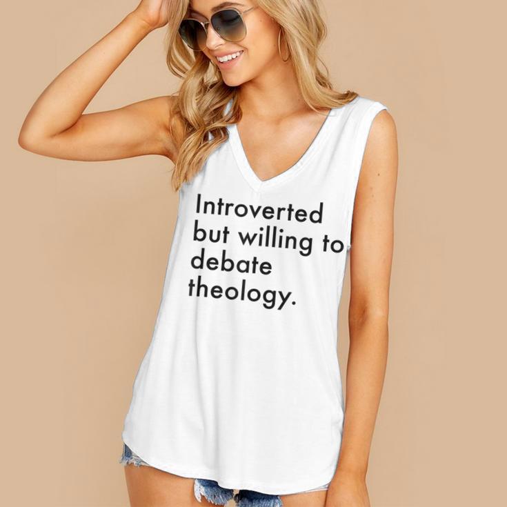 Theology Introvert Christian Conversation Starters Women's V-Neck Tank Top