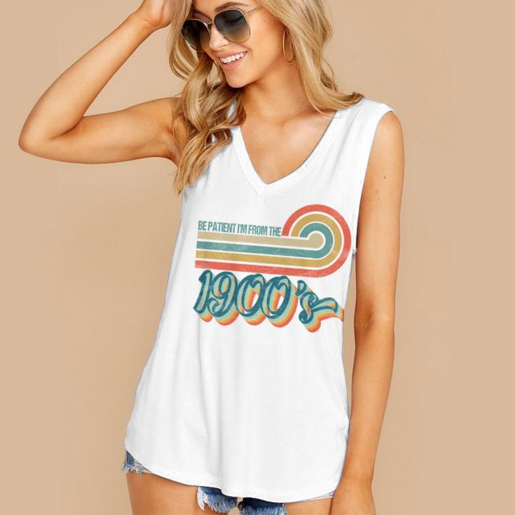 BE PATIENT I'M FROM THE 1900s RETRO SUNSET VINTAGE 90s Women's V-Neck Tank Top BE PATIENT I'M FROM THE 1900s RETRO SUNSET VINTAGE 90s Women's V-Neck Tank Top