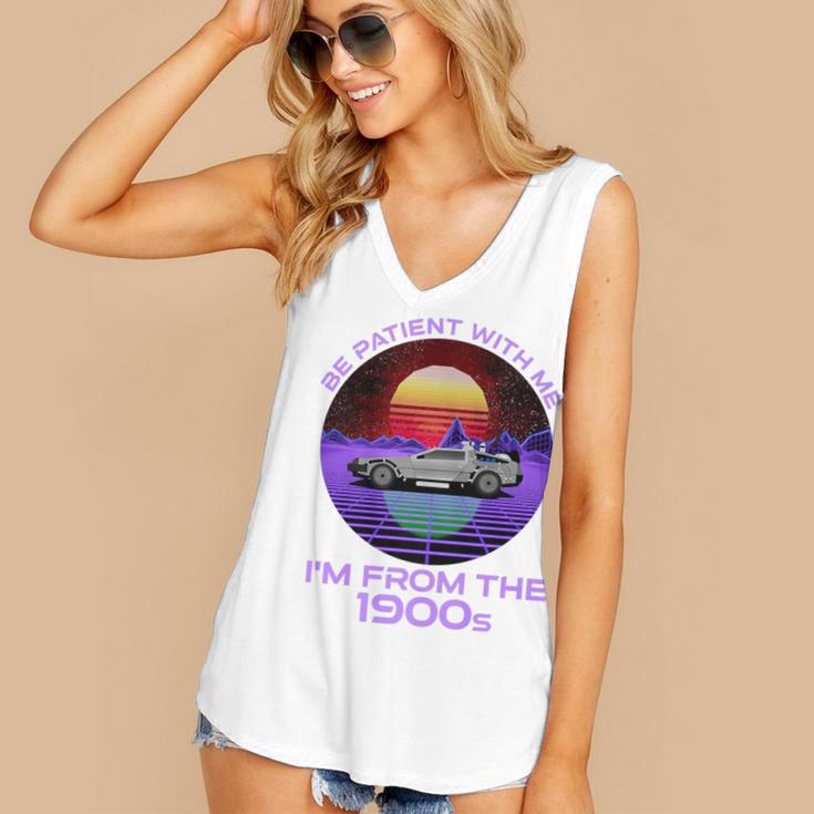 Be Patient With Me I'm From The 1900s Synthwave Premium Women's V-Neck Tank Top