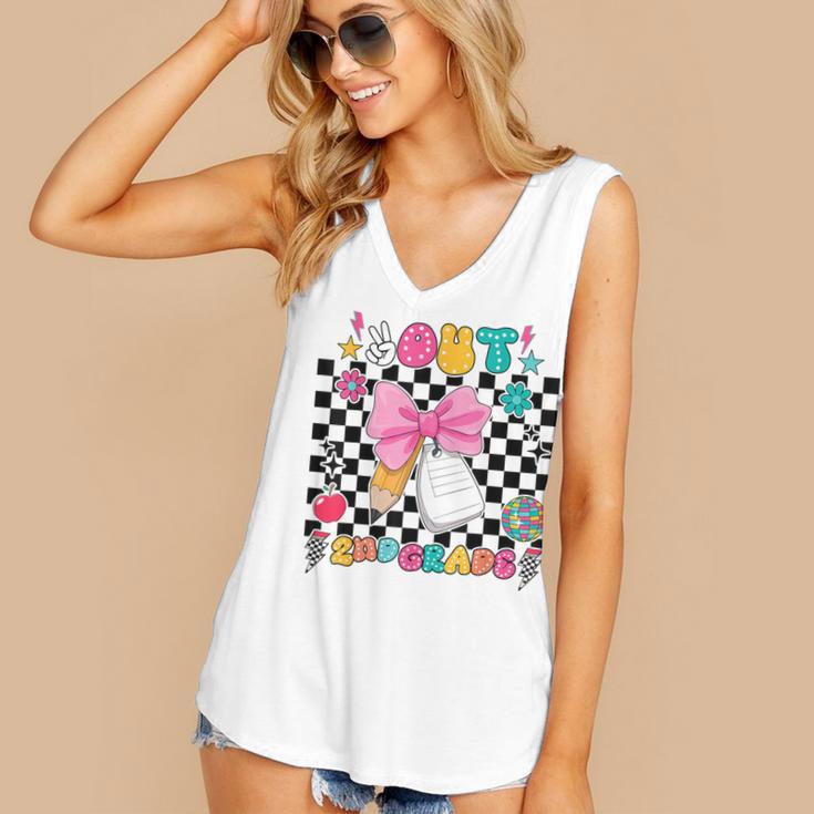 Peace Out 2nd Grade Graduation Last Day School Second Grade Women's V-Neck Tank Top