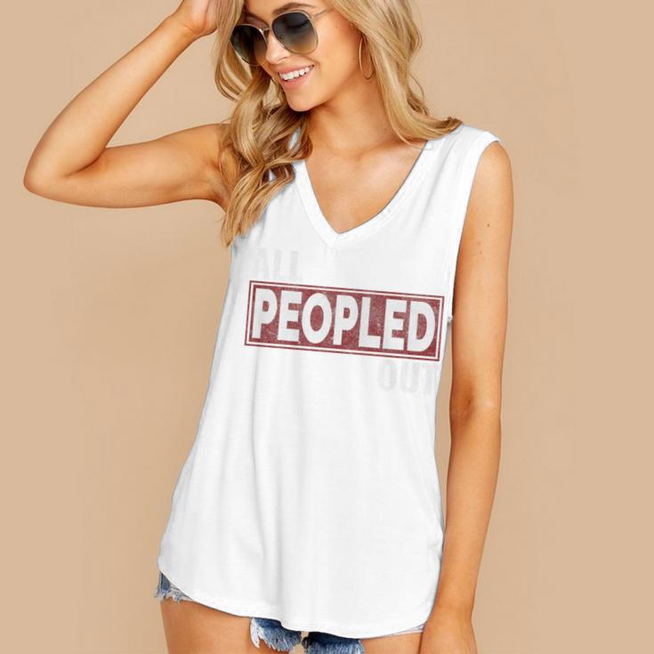 All Peopled Out Introvert Joke Sarcastic Quote Premium Tri-Blend Women's V-Neck Tank Top