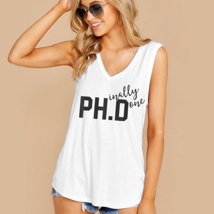 PhD Shirt Phinally Finally Done Graduation Her Women's V-Neck Tank Top