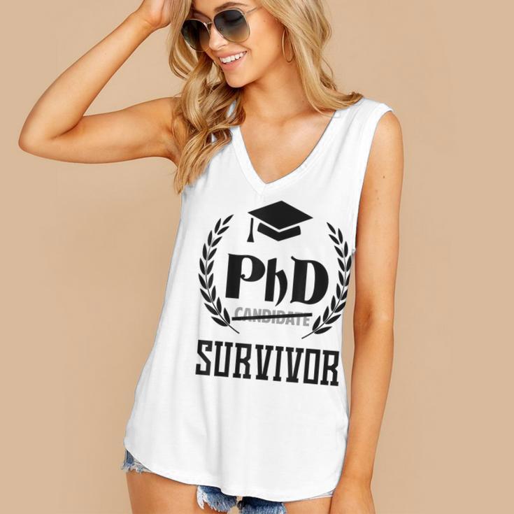 PHD Survivor T-Shirt Graduation Student Teacher For Men Women Kids Women's V-Neck Tank Top