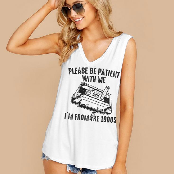 Please Be Patient With Me I'm From The 1900s Cassette Pencil Premium Women's V-Neck Tank Top