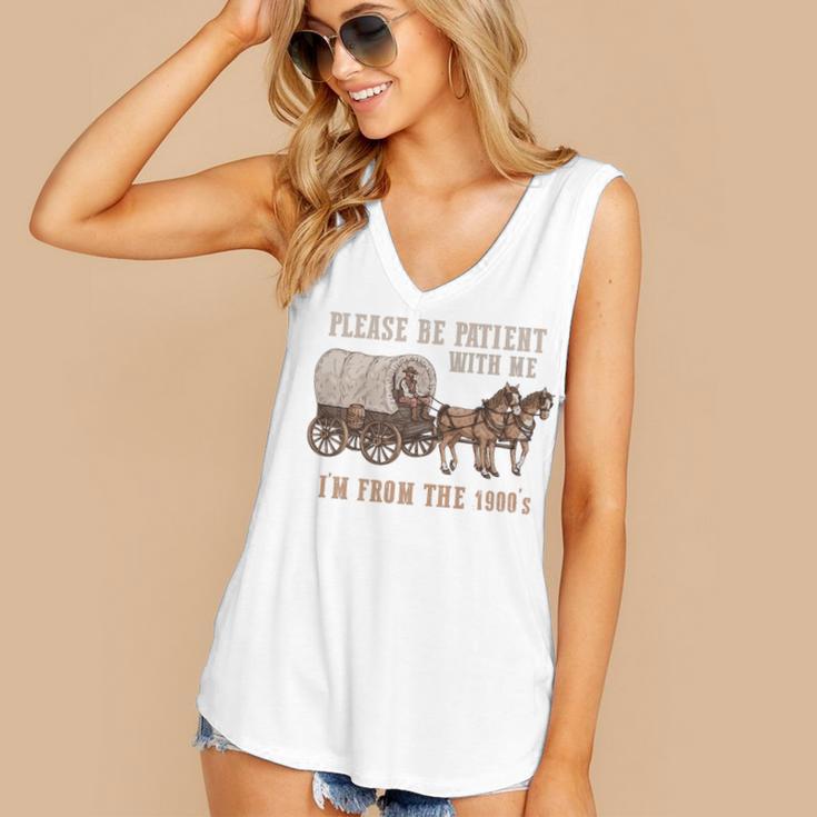 PLEASE BE PATIENT WITH ME I'M FROM THE 1900s Clever Premium Women's V-Neck Tank Top
