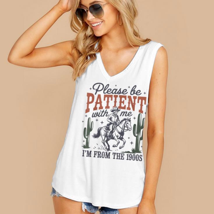 Please Be Patient I'm From The 1900s Cowboy Skeleton Women's V-Neck Tank Top