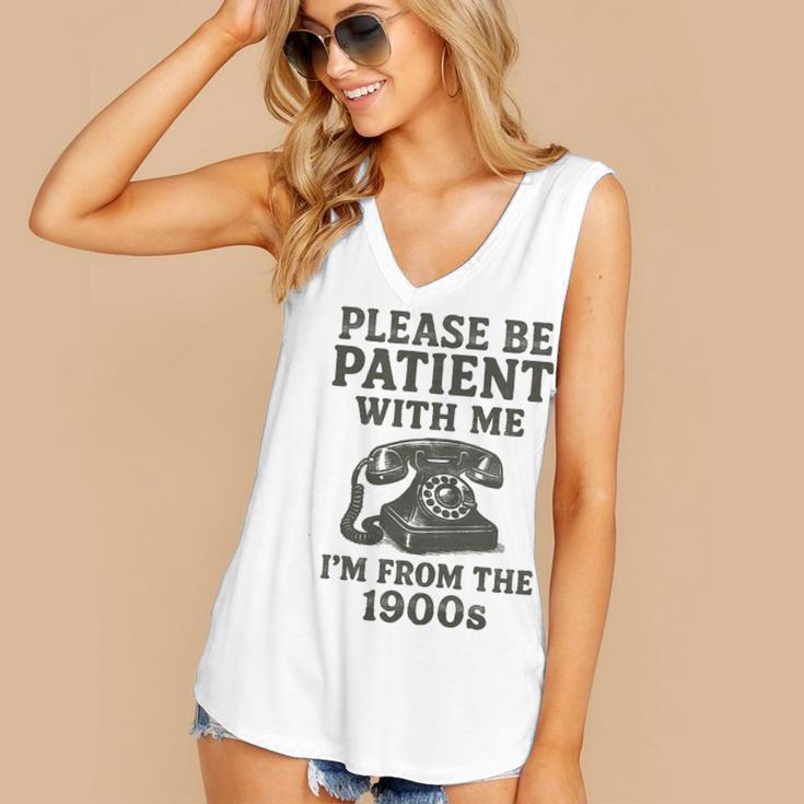 Please Be Patient With Me I'm From The 1900s Funny Premium Tri-Blend Women's V-Neck Tank Top