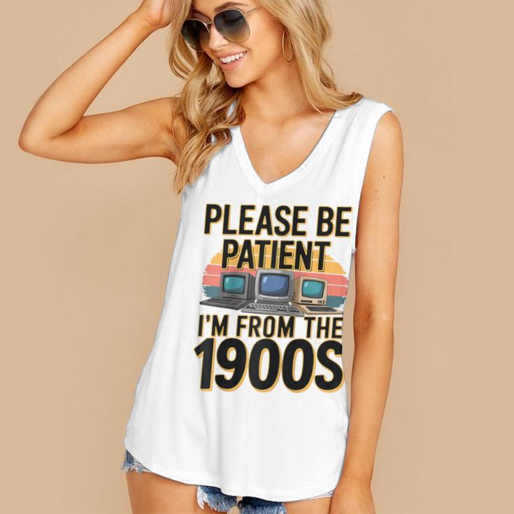 Please Be Patient I'm From The 1900s Retro Computer Raglan Baseball Tee Women's V-Neck Tank Top Please Be Patient I'm From The 1900s Retro Computer Raglan Baseball Tee Women's V-Neck Tank Top