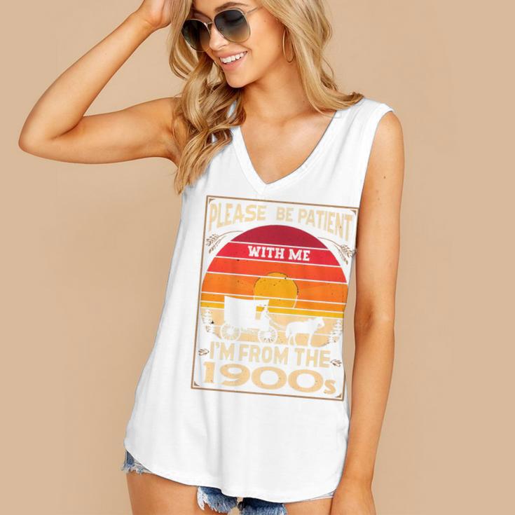 Please Be Patient I'm From The 1900s Sunset Vintage Wagon Premium Women's V-Neck Tank Top
