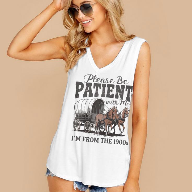 Please Be Patient With Me I'm From The 1900s Vintage Raglan Baseball Tee Women's V-Neck Tank Top