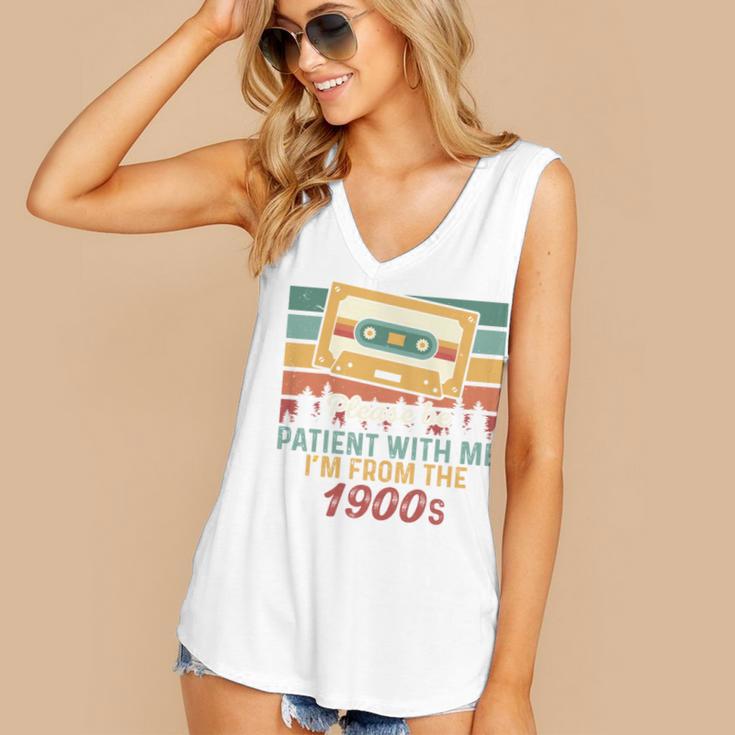 Please Be Patient-With Me I'm From The 1900s Retro Music Women's V-Neck Tank Top