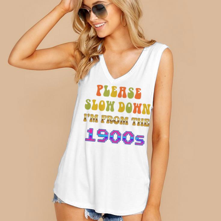 Please Slow Down I'm From The 1900s Retro Vintage 70 Premium Tri-Blend Women's V-Neck Tank Top