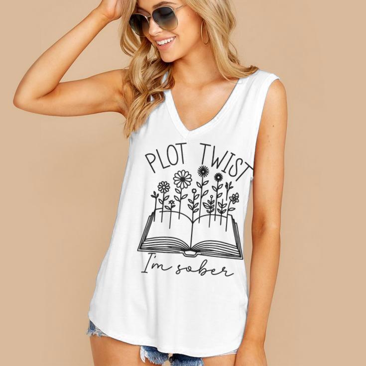 Plot Twist I'm Sober Women's Sobriety Book Reading Literary Women's V-Neck Tank Top Plot Twist I'm Sober Women's Sobriety Book Reading Literary Women's V-Neck Tank Top