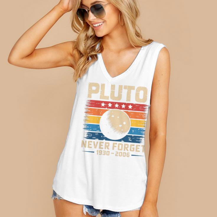 Pluto Never Forget Space Nostalgia Astronomy Humor Premium Tri-Blend Women's V-Neck Tank Top