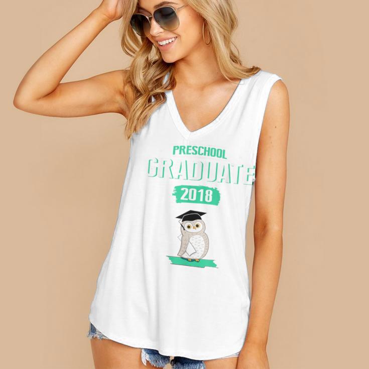 Pre K Graduation Shirt Cute Graduate 2018 Wise Owl Women's V-Neck Tank Top